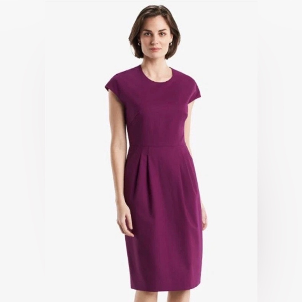 MM. LAFLEUR New York The Masha Sheath Midi Dress Wool Blend Deep Plum Sz 10